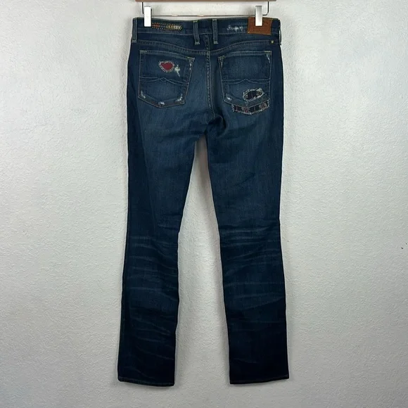 Lucky Brand Zoe Straight Leg Patch Design Jeans 2 - Picture 9 of 10